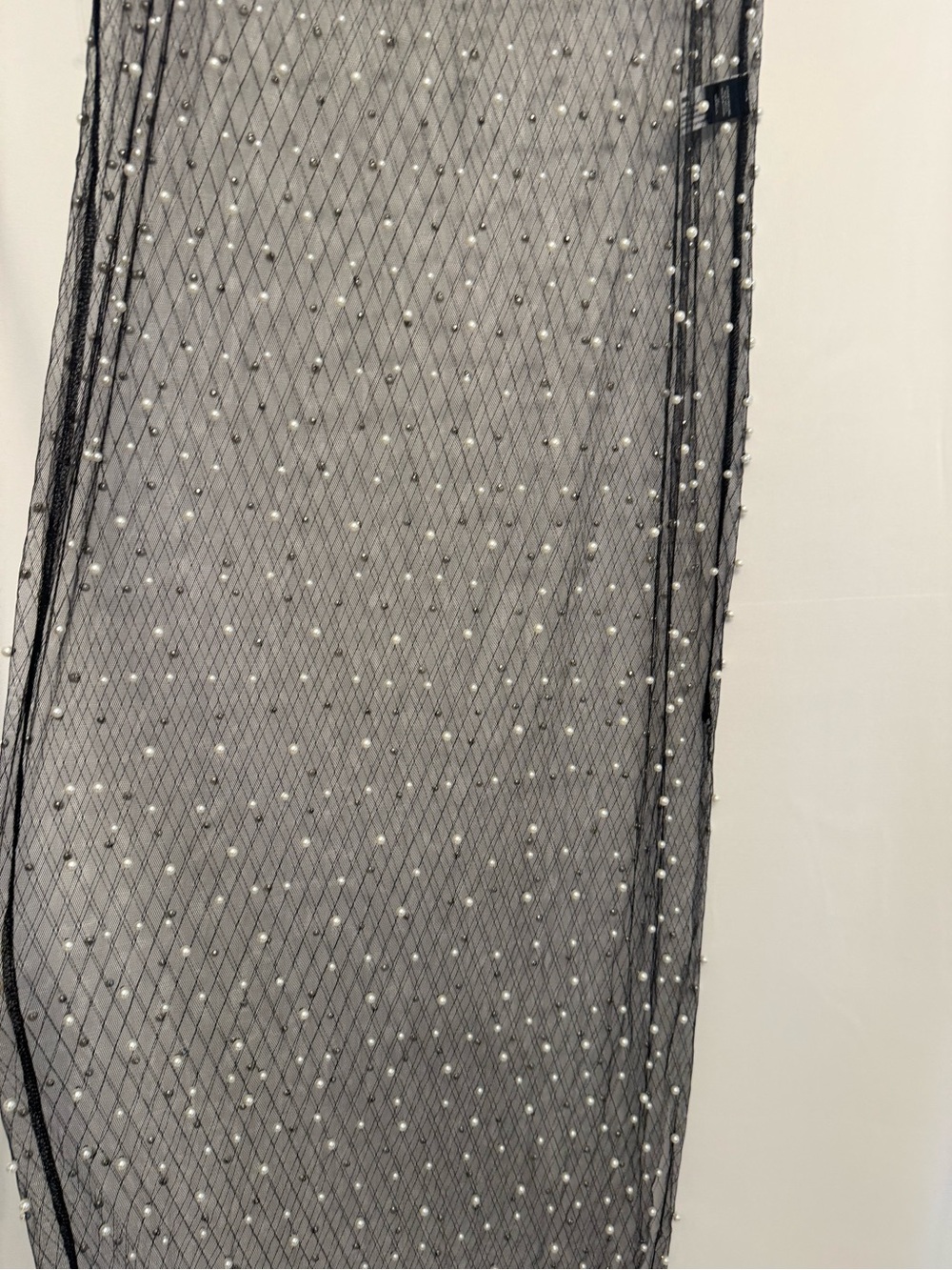 Haute Monde Pearl Embellished Sheer Overlay Layering Mesh Maxi Skirt Black Y2K L - Picture 13 of 16